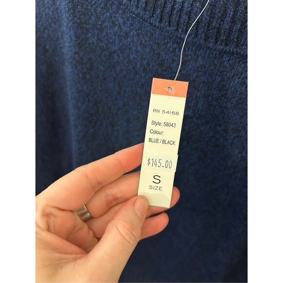 Elliott Lauren NWT Blue Marled Cotton Cashmere Blend Sweater, Sz Small, MP $145 - Picture 9 of 9